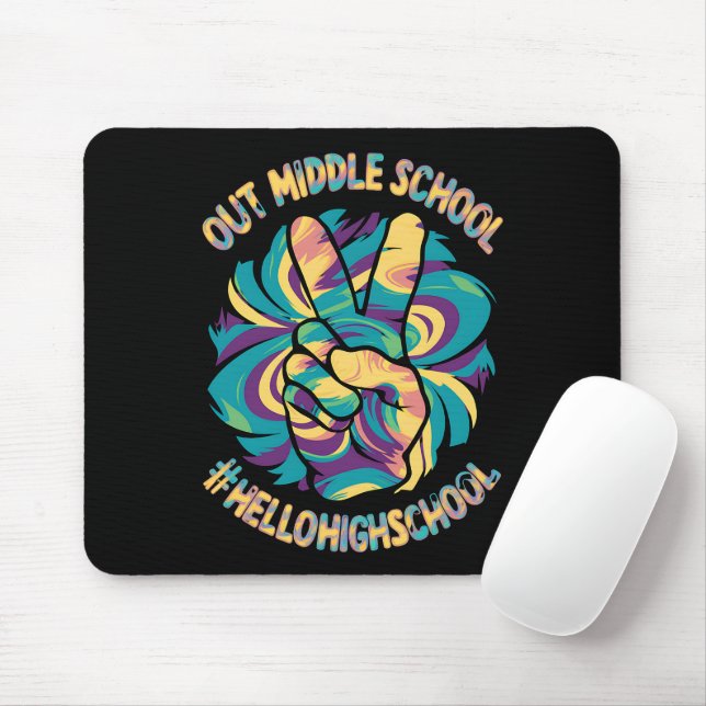 Peace Out Middle Hello High School Gefärbte Krawat Mousepad (Mit Mouse)