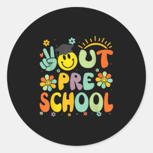 Peace Out Preschool CL of 2025 Goodbye Abschluss Runder Aufkleber