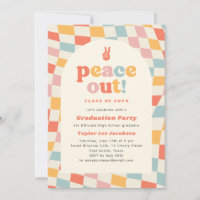 Peace Out Retro Groovy 70er Graduation Party