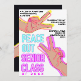 Peace Out School Pink Neights Lights Abschluss Ankündigung