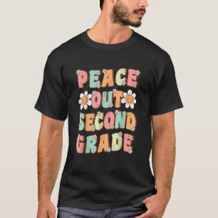 Peace Out Second Grade Niedlich Groovy Letzter Tag T-Shirt