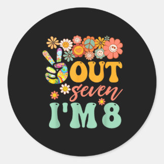 Peace out seven 8 groovy 8th happy birthday boy runder aufkleber