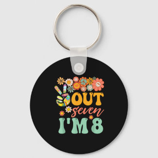 Peace out seven 8 groovy 8th happy birthday boy schlüsselanhänger