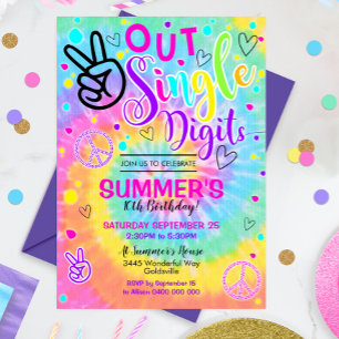 Peace Out Single Digits Einladung Tie Dye 10.