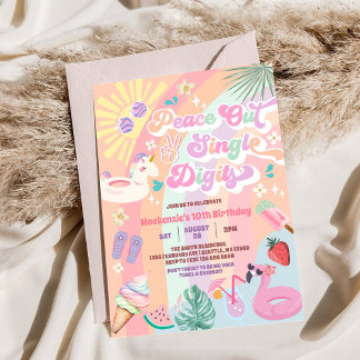 Peace Out Single Digits Groovy Daisy Birthday Einladung