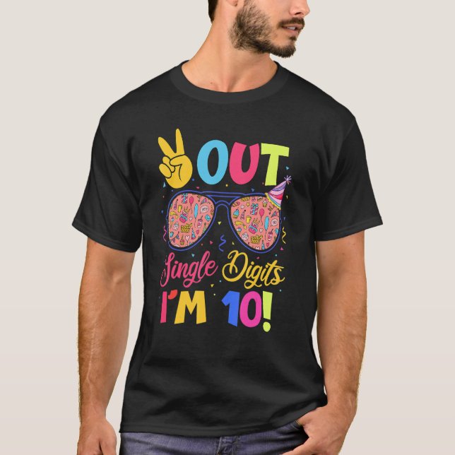 Peace Out Single Digits Ich bin 10 Kinder Sonnenbr T-Shirt (Vorderseite)