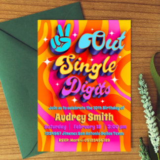 Peace Out Single Digits Im 10 Einladung