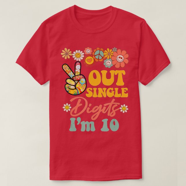 Peace Out Single Digits Im 10 Retro Sonnenblume (2 T-Shirt (Design vorne)