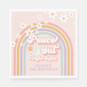 Peace Out Single Digits Pastel Regenbogen Serviette