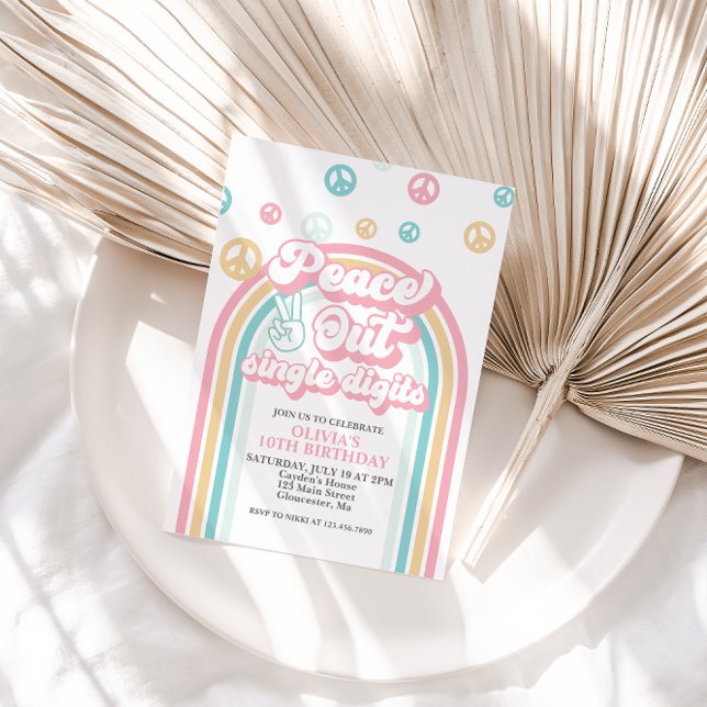 Peace Out Single Digits Retro 10. Geburtstag Einladung (Von Creator hochgeladen)