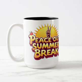 Peace Out Sommerferien Retro Sonne Lehrer Kaffee T Zweifarbige Tasse