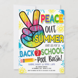 Peace Out Summer Back to School Party Einladung