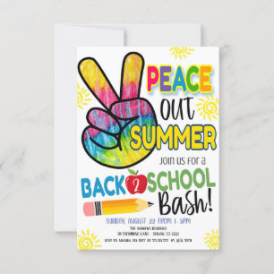 Peace Out Summer Back to School Party Einladung