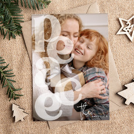 PEACE Overlay Typography' Photo Christmas Feiertagskarte