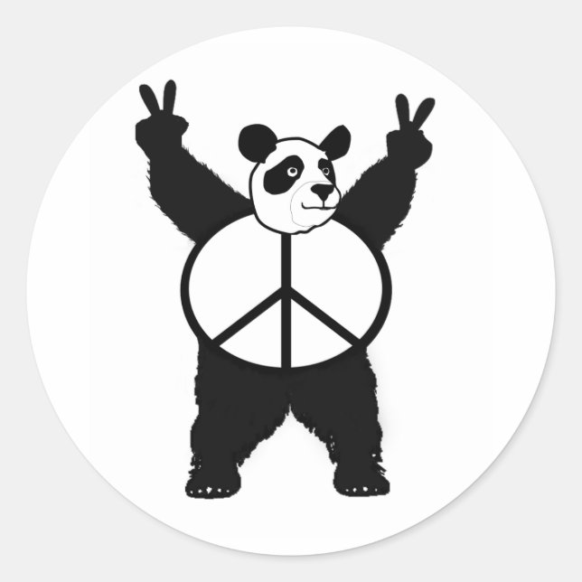 Peace Panda Runder Aufkleber (Vorderseite)