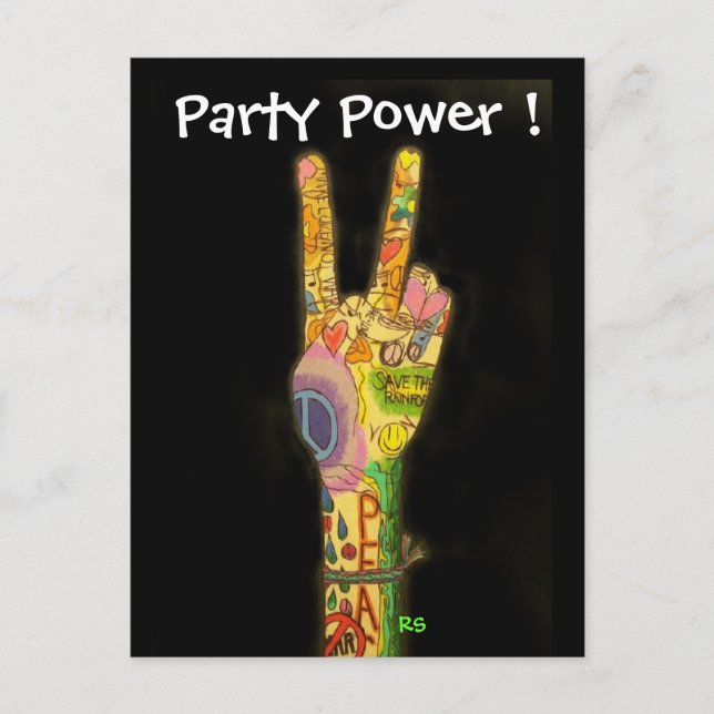 Peace & Party Power Einladung - Save the Date ! (Vorderseite)