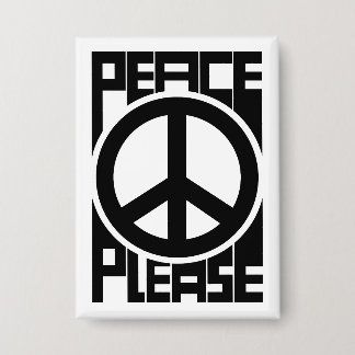 Peace Please Schwarze Schrift Button