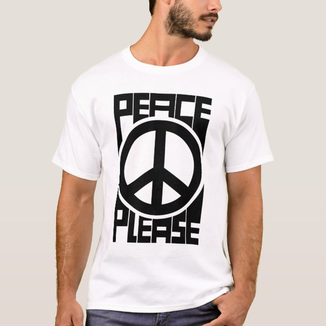 Peace Please Schwarze Schrift T-Shirt (Vorderseite)