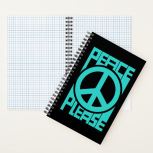 Peace Please Türkise Schrift Notizbuch