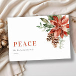 Peace Poinsettia Bunch Wasserfarben Pinienwald Wei Feiertagskarte<br><div class="desc">Wenn Sie weitere Anpassungen benötigen,  schreiben Sie mir bitte an yellowfebstudio@gmail.com.</div>