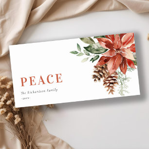 Peace Poinsettie Blumenstrauß Wasserfarbe Kiefer W Feiertagskarte
