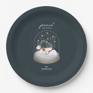 Peace Polar Bears Snow Globe Navy Blue Holiday Pappteller