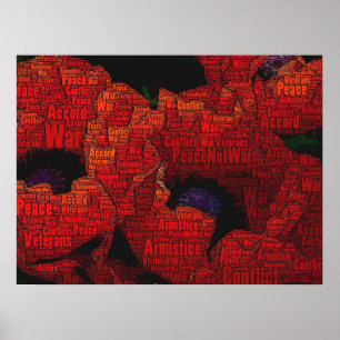 Peace Poppies Wortart Design Poster