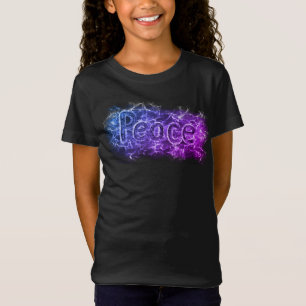 Peace Psychedelic Neon Pink Lila Funky Word Art T-Shirt