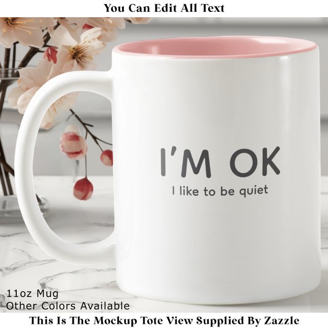 Peace & Quiet or Introvert Quote Modern Minimalist Zweifarbige Tasse (Von Creator hochgeladen)