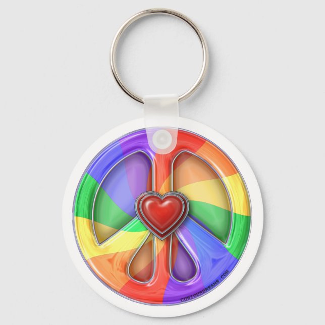 Peace Rainbow Hearts Schlüsselanhänger (Vorderseite)
