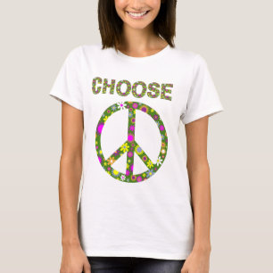 Peace - Retro-Blume - Friedenszeichen T-Shirt