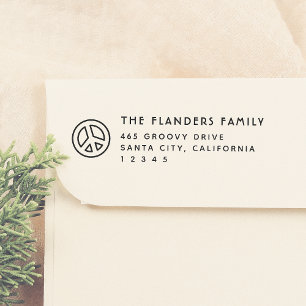 Peace Retro Family Name Sans-Serif-Rücksendeadress Permastempel