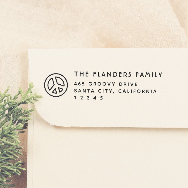 Peace Retro Family Name Sans-Serif-Rücksendeadress Permastempel (Von Creator hochgeladen)