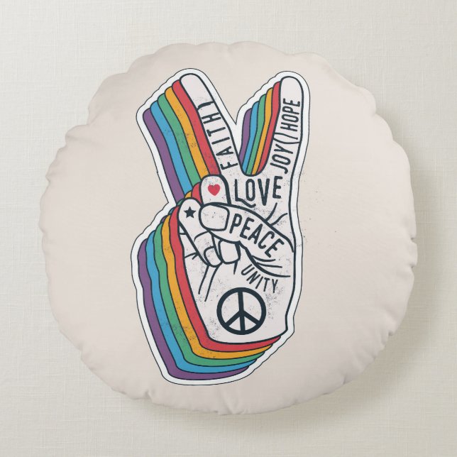 Peace Round Pillow Rundes Kissen (Vorderseite)