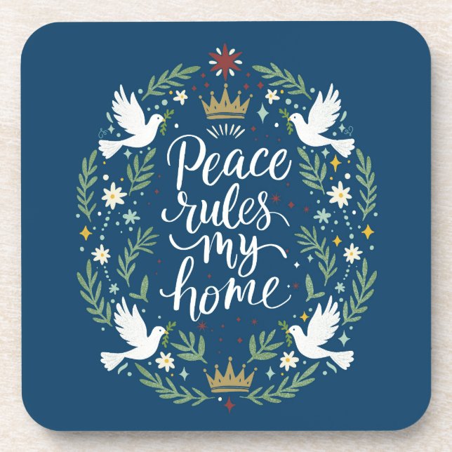 Peace Rules My Home Getränkeuntersetzer (Vorderseite)