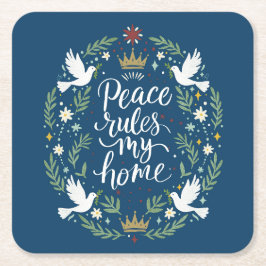 Peace Rules My Home Rechteckiger Pappuntersetzer