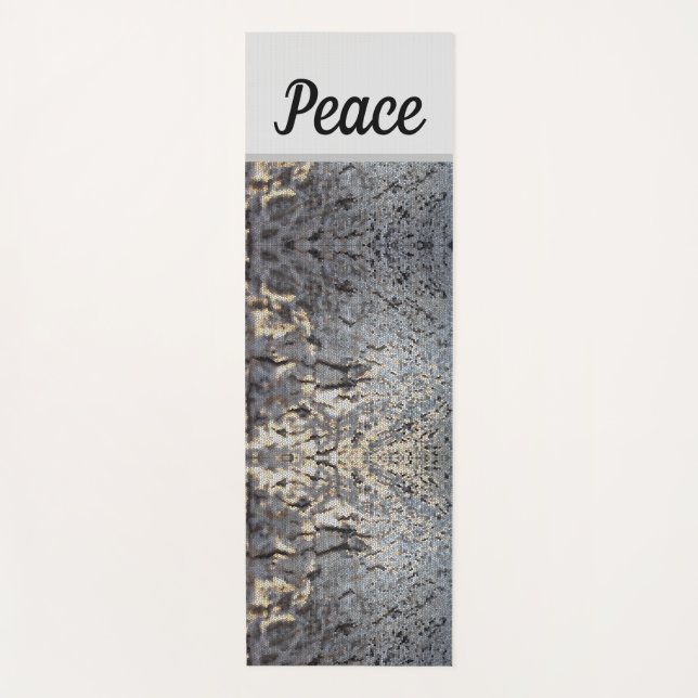 Peace Rustic Mosaic Gray Tree Bark Pattern Nature Yogamatte (Vorderseite)