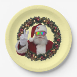 Peace Santa Wreath Plate Pappteller