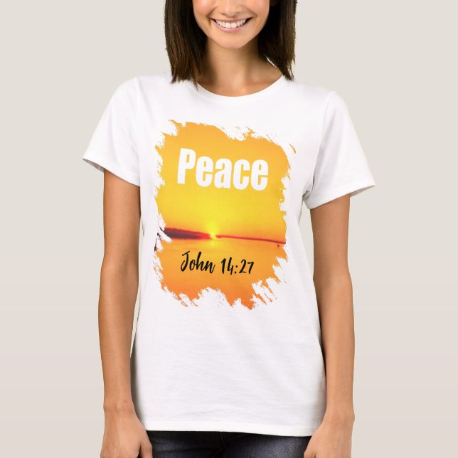 Peace Scripture Glowing Sunset T-Shirt (Vorderseite)