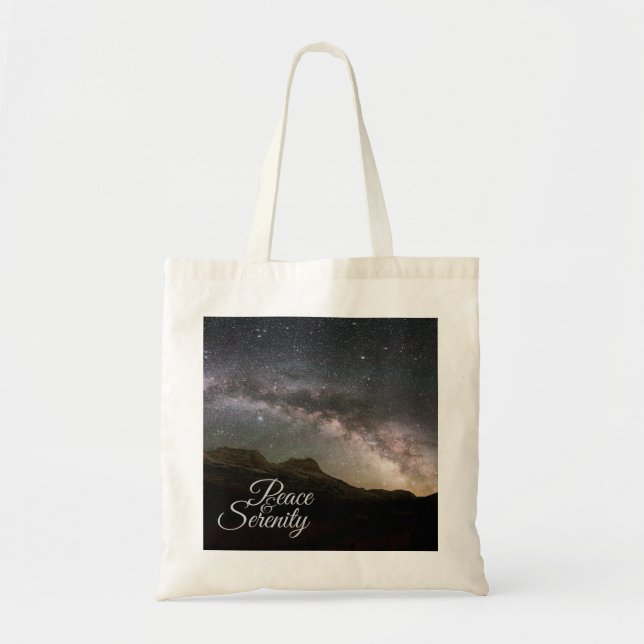 Peace & Serenity Mountain Night Sky Tragetasche (Vorne)