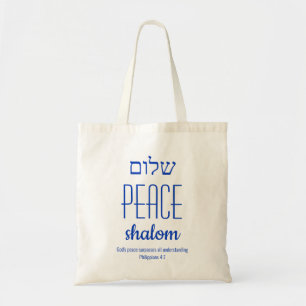 PEACE Shalom Hebrew ש ל ם Schrift Personalisiert Tragetasche
