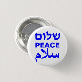 Peace Shalom Salaam Blau-Weiß-Typografie Button