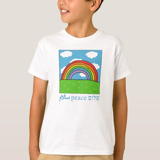 Peace Shalom Salaam Regenbogenhemd T-Shirt (Vorderseite)