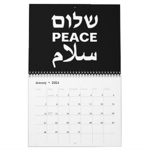 Peace Shalom Salaam Schwarz-weiß moderne Typografi Kalender