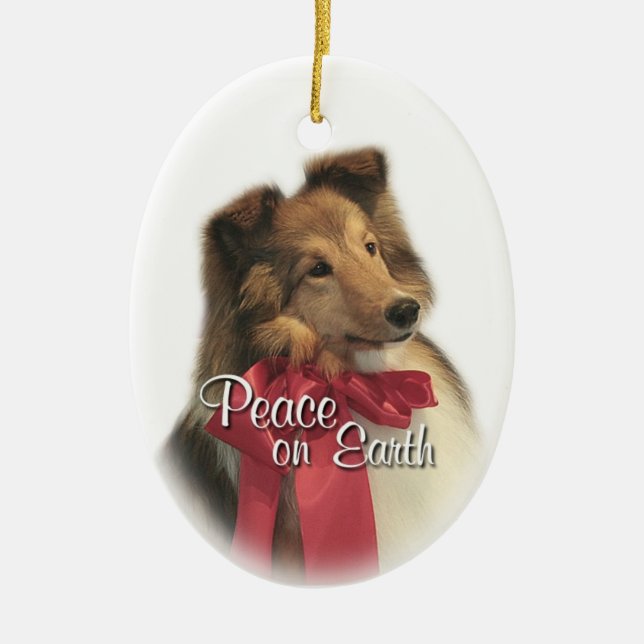 Peace Sheltie Keramikornament (Vorne)