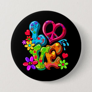 Peace Sign 60er Anti War Hippy Liebe Button