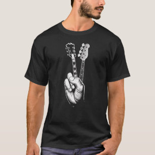 Peace Sign Acoustic Gitarre Fingers Gitarrist Musi T-Shirt