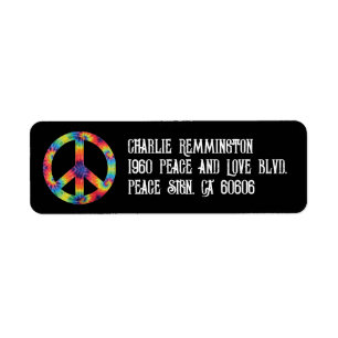 Peace Sign Address Labels Rainbow Hippie Hippie