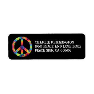 Peace Sign Address Labels Rainbow Hippie Hippie