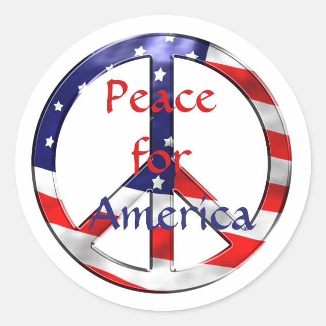 Peace Sign American Flag Red White Blue Zitat Runder Aufkleber (Vorderseite)
